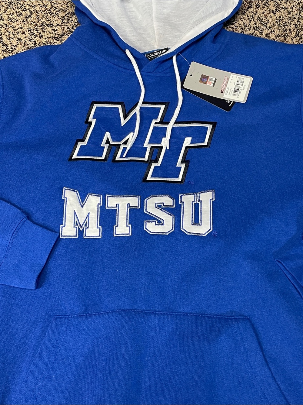 MTSU Blue Hooded Sweatshirt - Men's Pullover Hoodie Relaxed Fit Size M NEW! - Picture 2 of 4